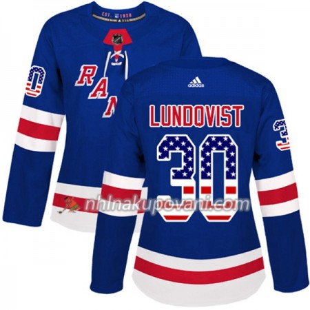 New York Rangers Dresy Henrik Lundqvist 30 2017-2018 USA Flag Fashion Modrá Adidas Authentic - Dámské